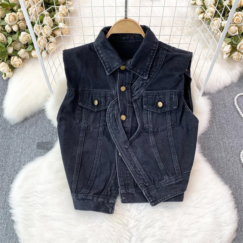 Asymmetrisch Denim Vest Voor Vrouwen - Jorisenmerle