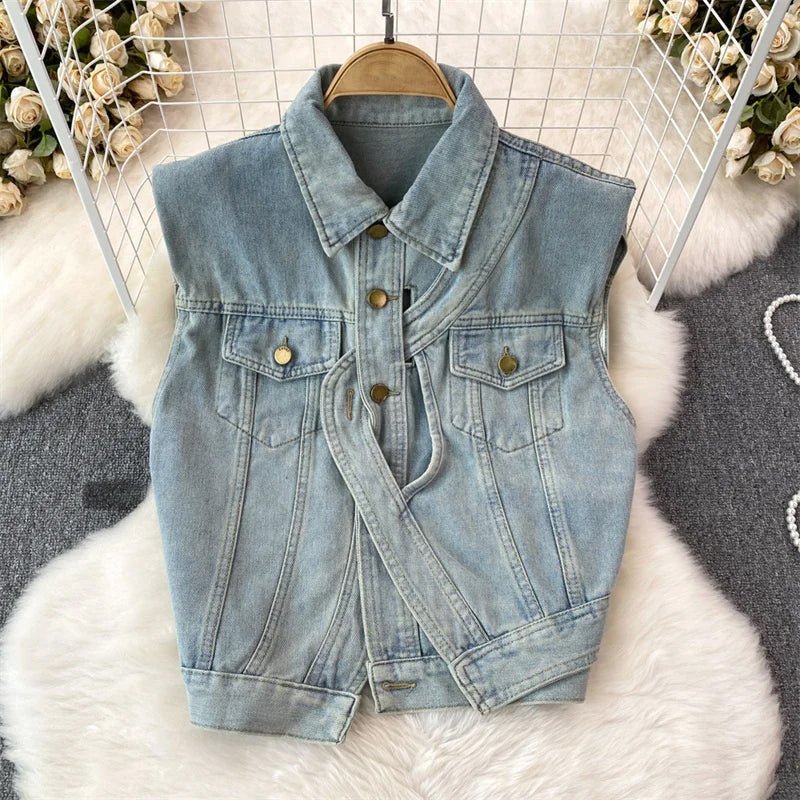 Asymmetrisch Denim Vest Voor Vrouwen - Jorisenmerle