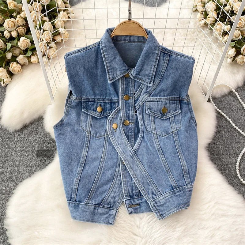 Asymmetrisch Denim Vest Voor Vrouwen - Jorisenmerle