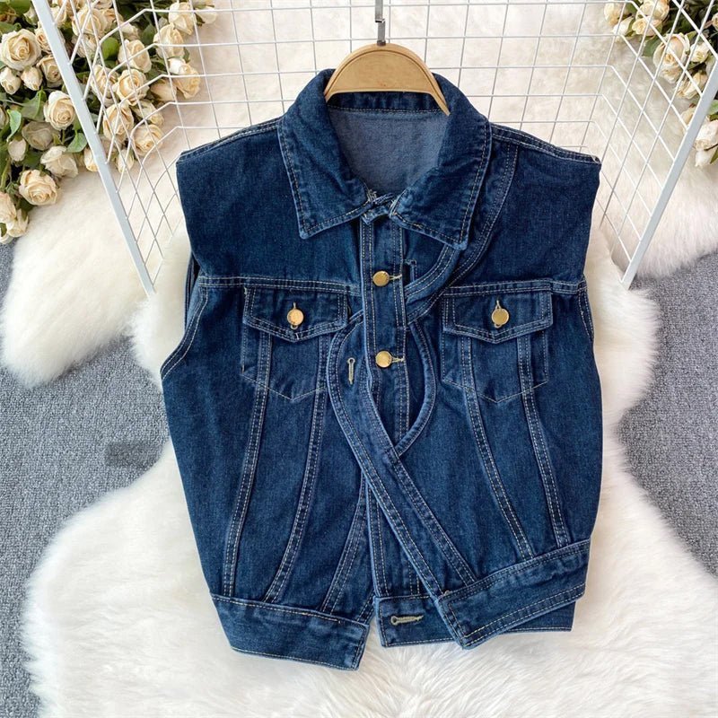 Asymmetrisch Denim Vest Voor Vrouwen - Jorisenmerle