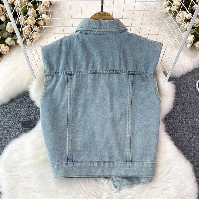 Asymmetrisch Denim Vest Voor Vrouwen - Jorisenmerle