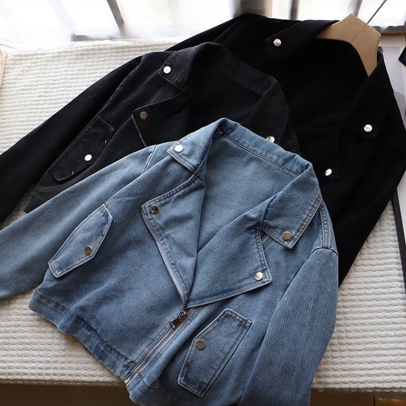 Dames cropped spijkerjack met asymmetrische rits - Jorisenmerle