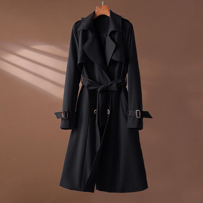Dames Lange Dubbelrijige Trenchcoat met Ceintuur - Jorisenmerle
