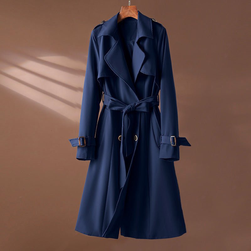 Dames Lange Dubbelrijige Trenchcoat met Ceintuur - Jorisenmerle