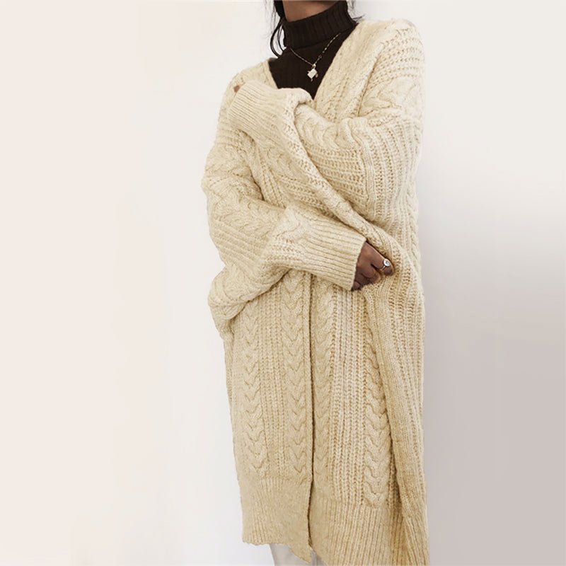 Dames Oversized Kabelgebreid Vest met Open Voorkant - Jorisenmerle