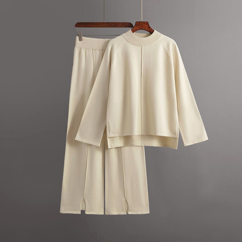 Dames Tweedelige Gebreide Set met Asymmetrische Trui en Broek - Jorisenmerle