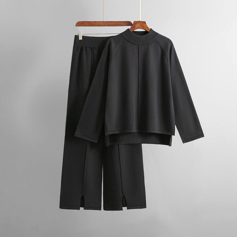 Dames Tweedelige Gebreide Set met Asymmetrische Trui en Broek - Jorisenmerle