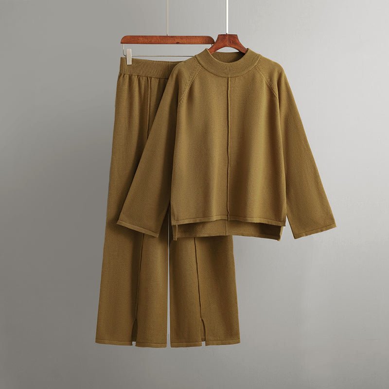 Dames Tweedelige Gebreide Set met Asymmetrische Trui en Broek - Jorisenmerle