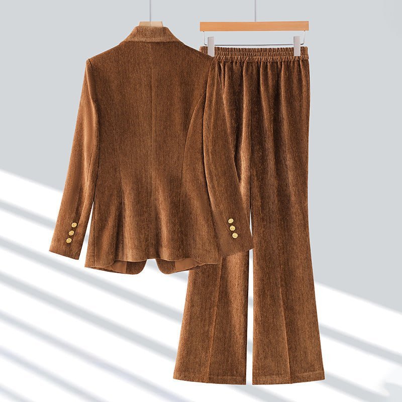 Fluwelen blazer en wijde broek set voor dames - Jorisenmerle