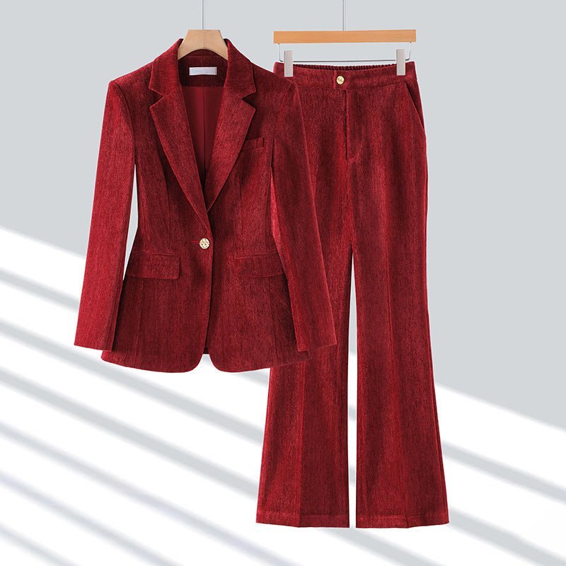 Fluwelen blazer en wijde broek set voor dames - Jorisenmerle