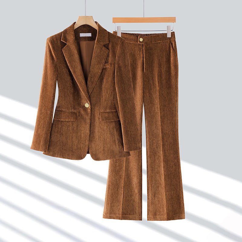 Fluwelen blazer en wijde broek set voor dames - Jorisenmerle