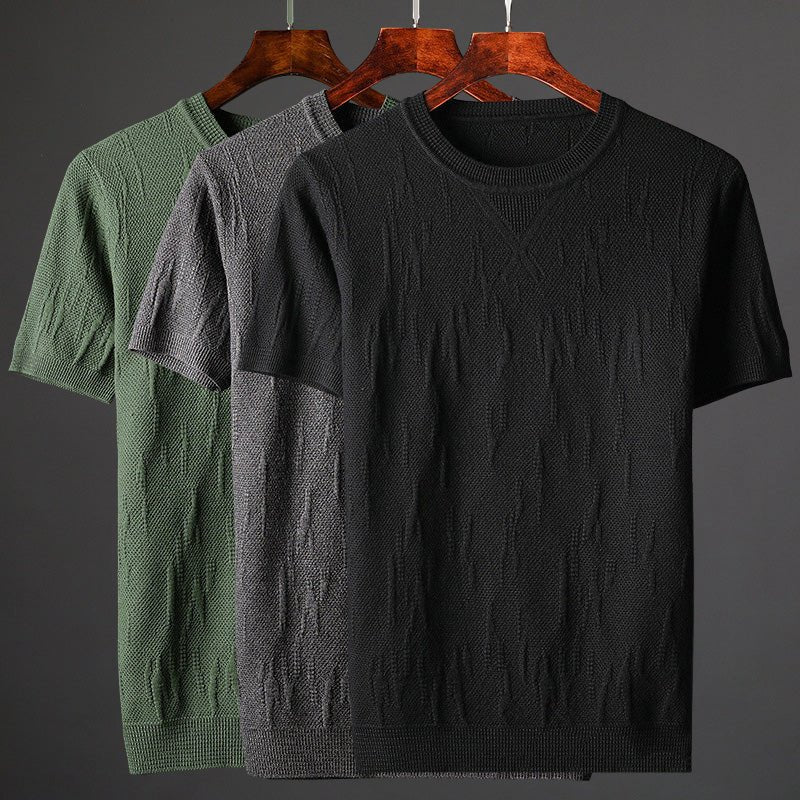 Getextureerd gebreid shirt met korte mouwen voor heren - Jorisenmerle