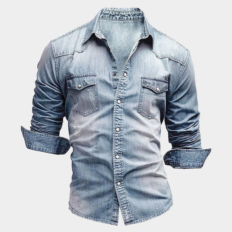 Heren Denim Overhemd met Lange Mouwen en Drukknopen - Jorisenmerle