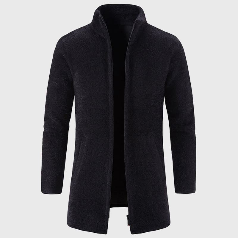 Heren Lange Pluche Cardigan met Opstaande Kraag - Jorisenmerle