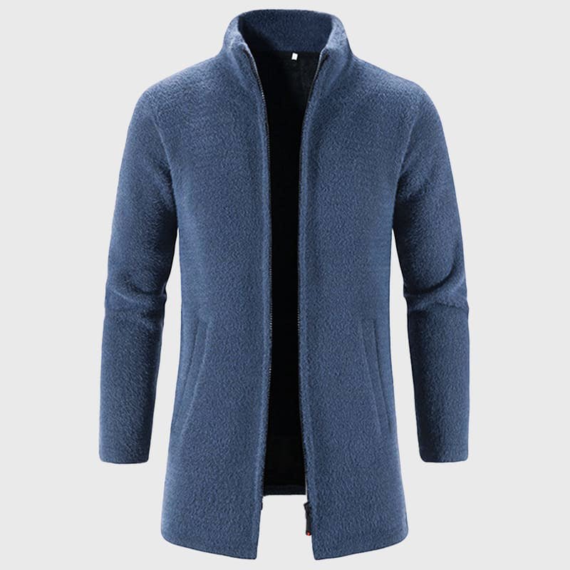 Heren Lange Pluche Cardigan met Opstaande Kraag - Jorisenmerle