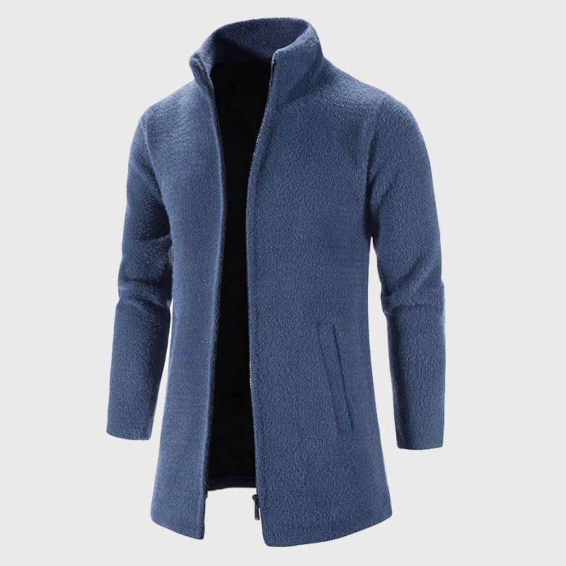 Heren Lange Pluche Cardigan met Opstaande Kraag - Jorisenmerle