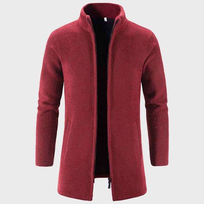 Heren Lange Pluche Cardigan met Opstaande Kraag - Jorisenmerle