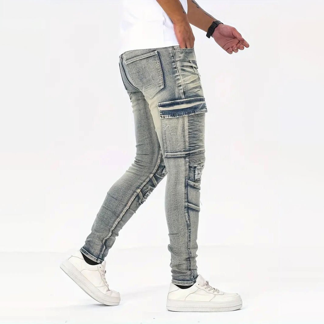 Heren slim - fit denim jeans met versleten look - Jorisenmerle