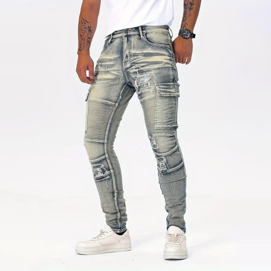 Heren slim - fit denim jeans met versleten look - Jorisenmerle