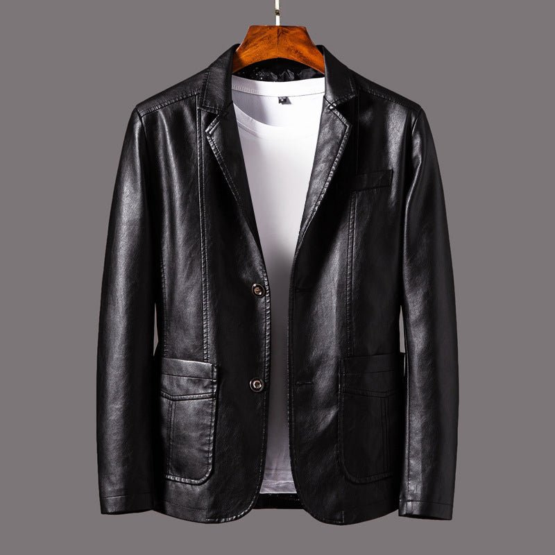 Heren Slim - Fit Faux Leren Jas met Reverskraag - Jorisenmerle
