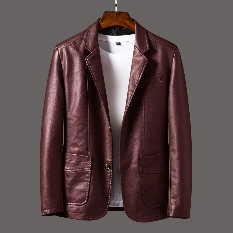 Heren Slim - Fit Faux Leren Jas met Reverskraag - Jorisenmerle
