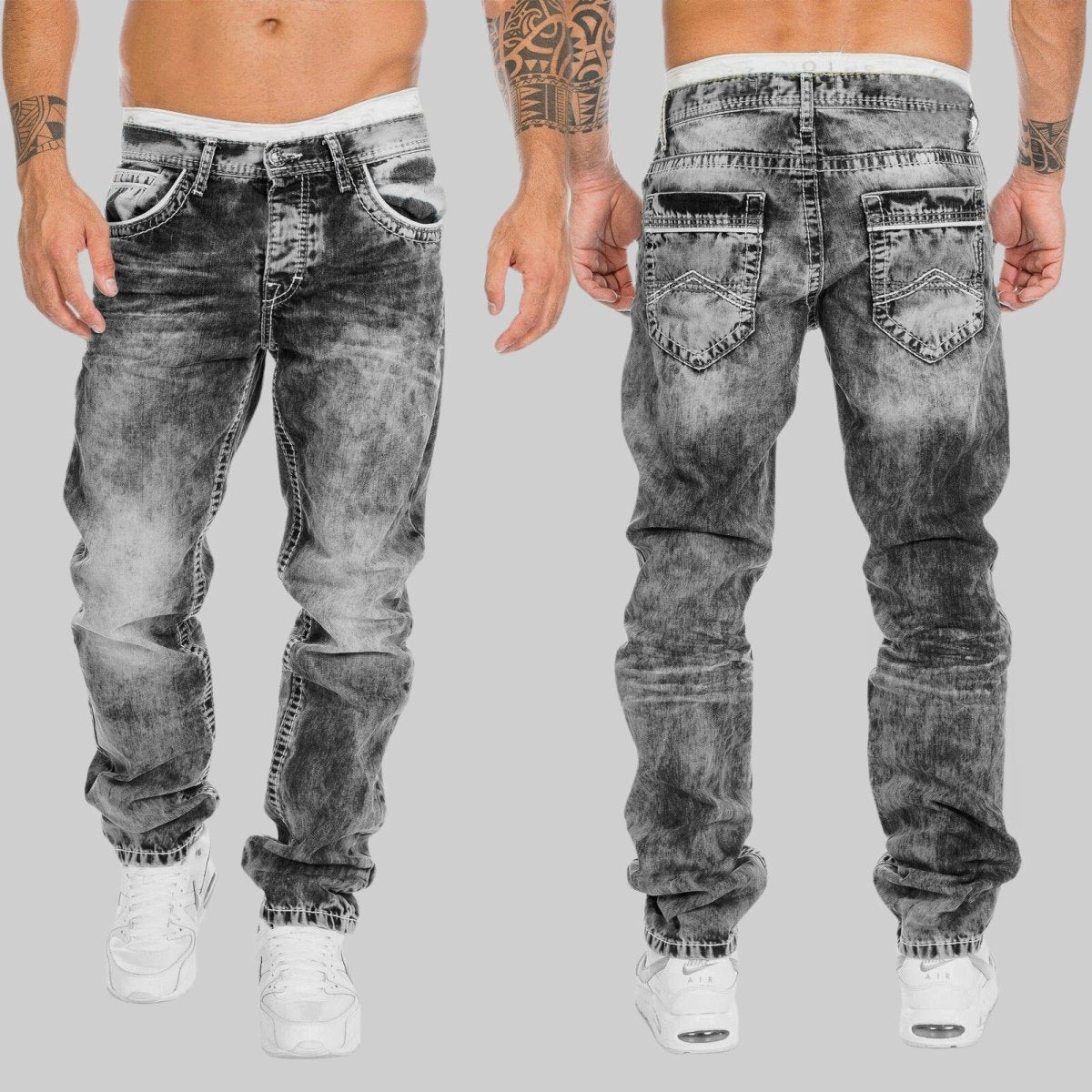 Heren straight - leg denim jeans met versleten look - Jorisenmerle