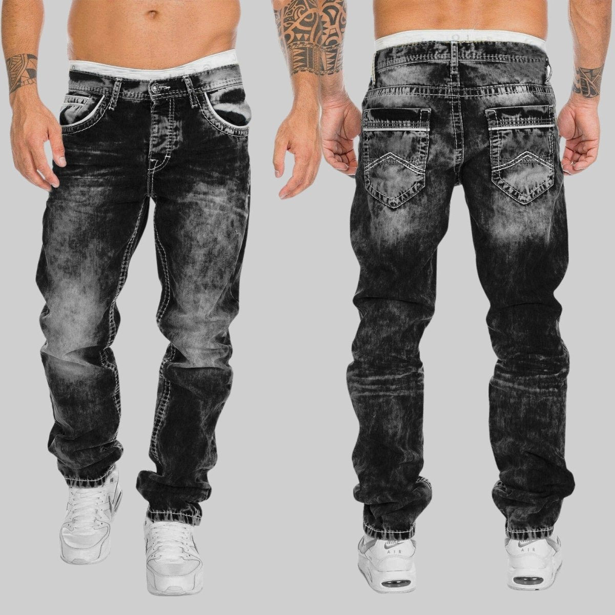 Heren straight - leg denim jeans met versleten look - Jorisenmerle