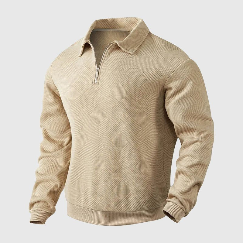 Herensweatshirt met Geometrisch Patroon en Polokraag met Rits - Jorisenmerle