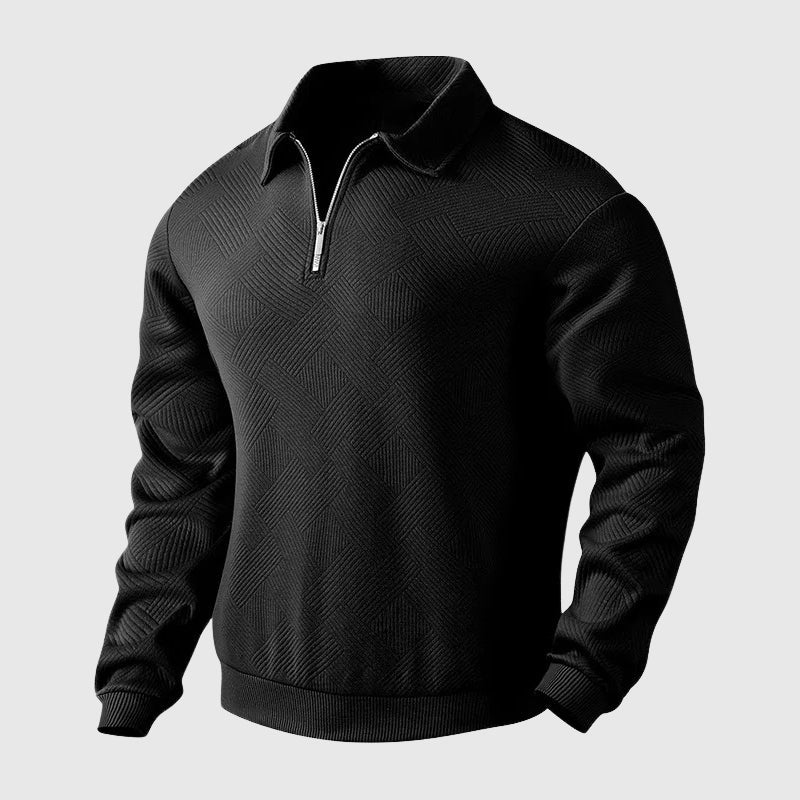 Herensweatshirt met Geometrisch Patroon en Polokraag met Rits - Jorisenmerle