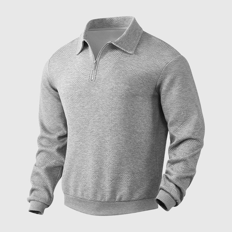 Herensweatshirt met Geometrisch Patroon en Polokraag met Rits - Jorisenmerle