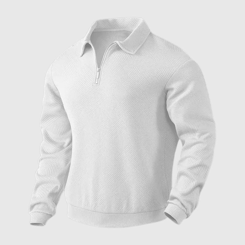 Herensweatshirt met Geometrisch Patroon en Polokraag met Rits - Jorisenmerle