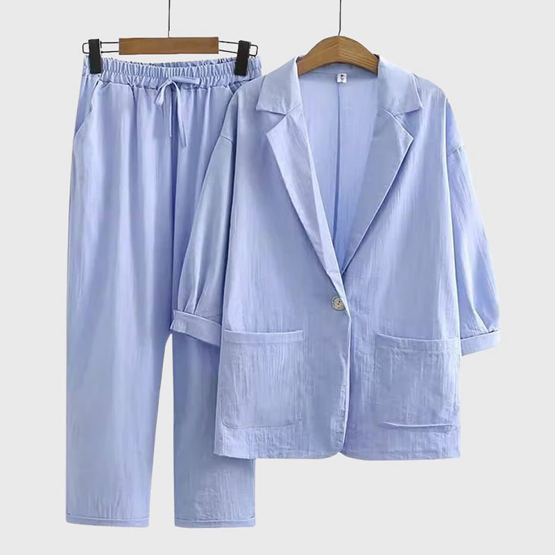 Luchtige blazer en wijde broek set voor dames - Jorisenmerle