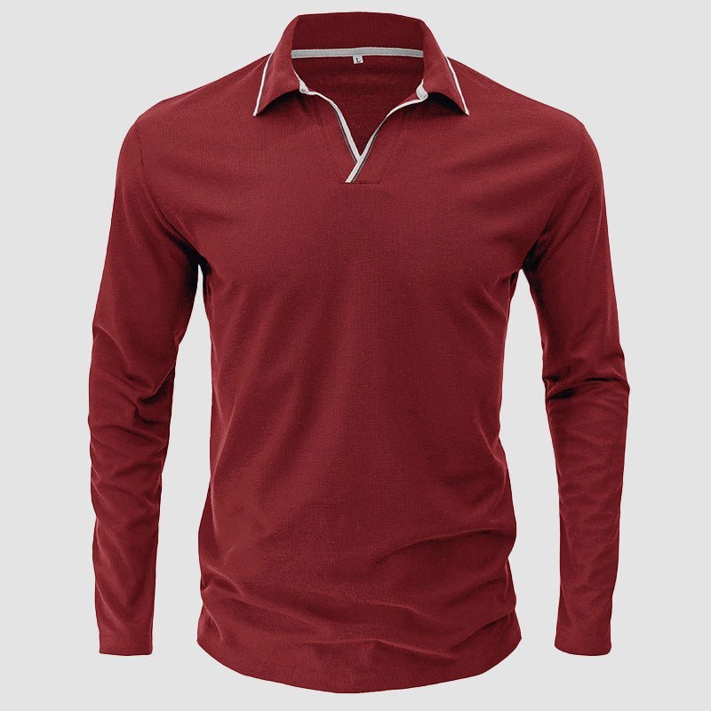 Polo shirt met lange mouwen en V - hals kraag voor heren - Jorisenmerle