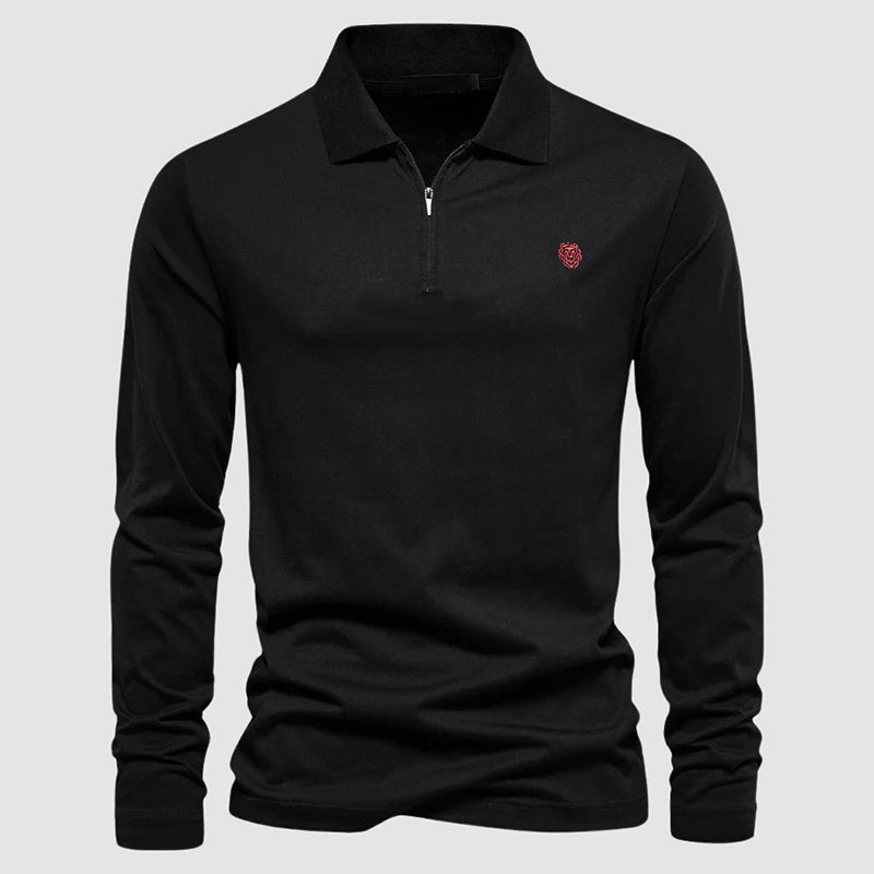Katoenen poloshirt met kwartritssluiting voor heren