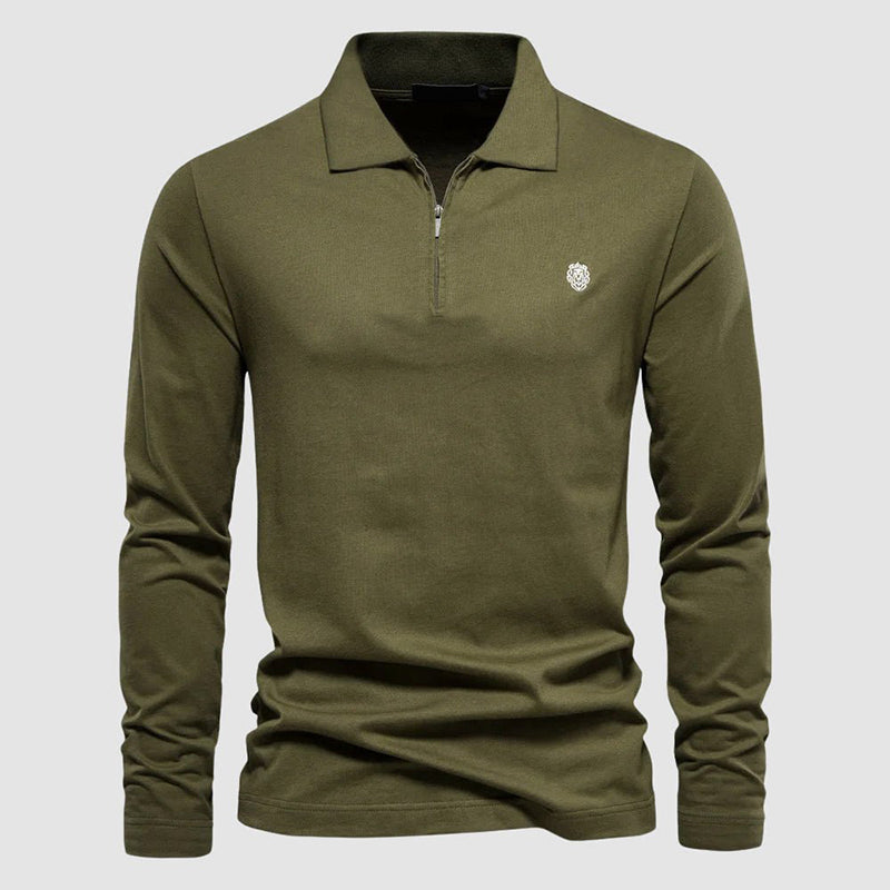 Katoenen poloshirt met kwartritssluiting voor heren