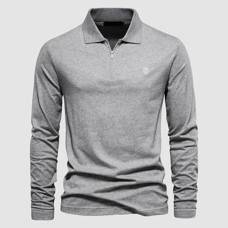 Katoenen poloshirt met kwartritssluiting voor heren