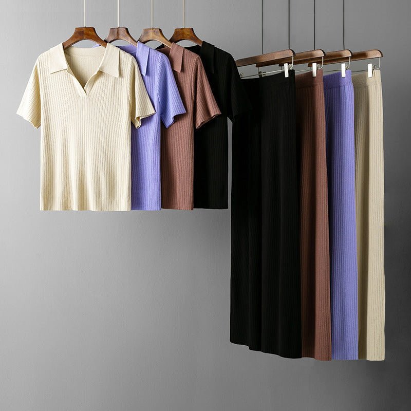 Tweedelige loungeset voor dames met V - hals top en wijde broek - Jorisenmerle