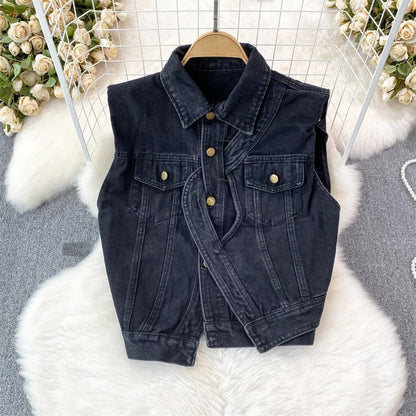Asymmetrisch Denim Vest Voor Vrouwen - Jorisenmerle