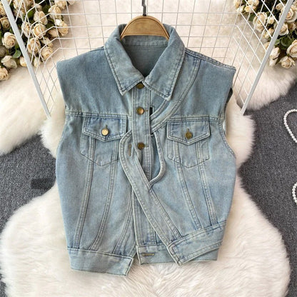 Asymmetrisch Denim Vest Voor Vrouwen - Jorisenmerle