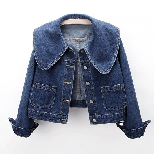 Cropped denimjas voor dames met zeemanskraag - Jorisenmerle