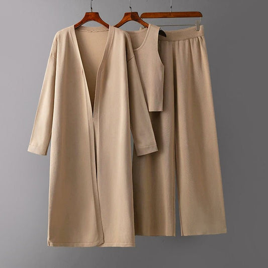 Dames 3 - Delige Gebreide Set met Extra - Lang Vest - Jorisenmerle