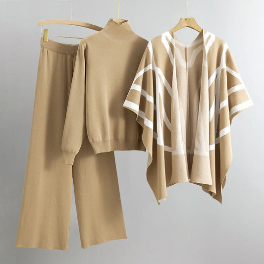 Dames 3 - Delige Gebreide Set met Shawl Vest - Jorisenmerle