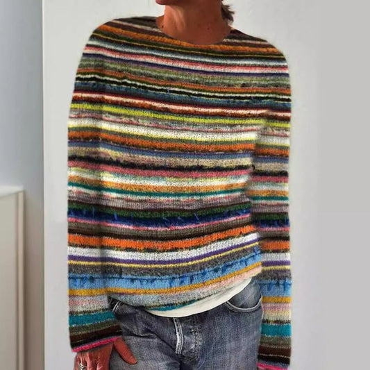 Dames boho gebreide trui met ronde hals - Jorisenmerle