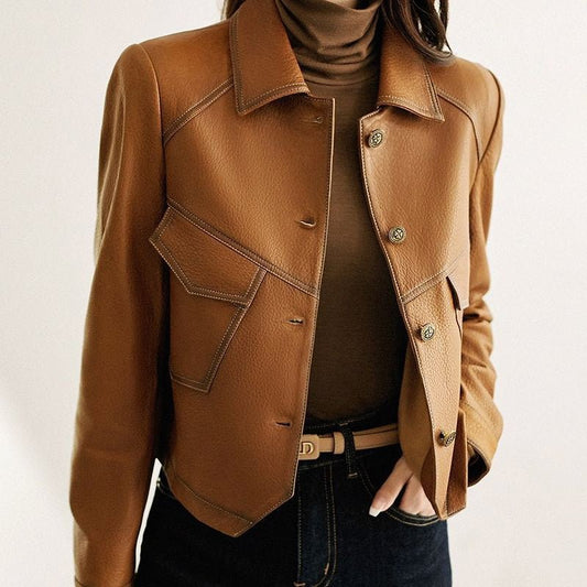 Dames cropped moto faux leren jas - Jorisenmerle