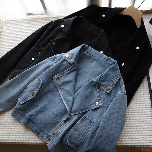Dames cropped spijkerjack met asymmetrische rits - Jorisenmerle