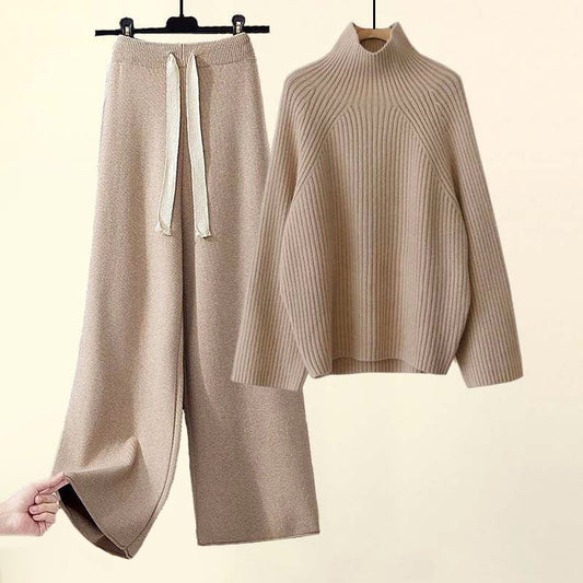 Dames Gebreide 2 - Delige Set met Coltrui en Wijde Broek - Jorisenmerle