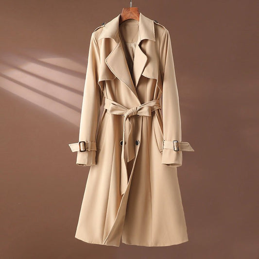 Dames Lange Dubbelrijige Trenchcoat met Ceintuur - Jorisenmerle