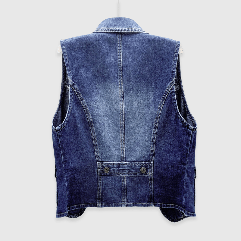 Dames Slim - Fit Denim Gilet met Bloemhanger - Jorisenmerle