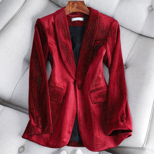 Dames Slim - fit Velvet Blazer met Reverskraag - Jorisenmerle