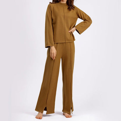 Dames Tweedelige Gebreide Set met Asymmetrische Trui en Broek - Jorisenmerle